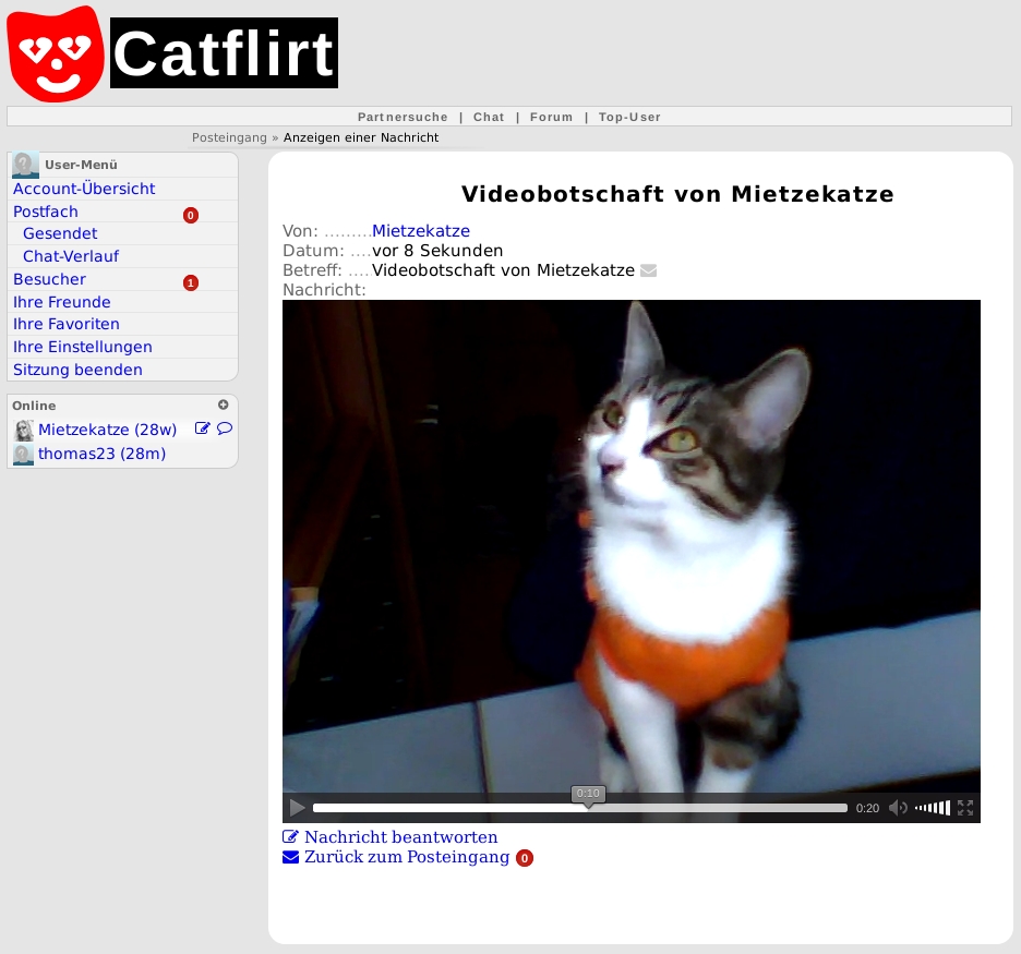 Videobotschaft bei catflirt