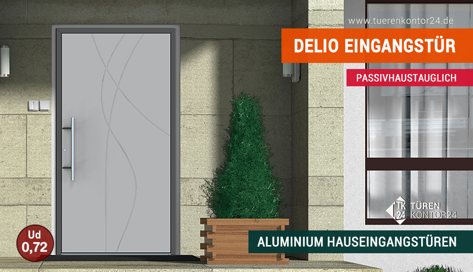 Passivhaustaugliche Aluminium Hauseingangstür Delio