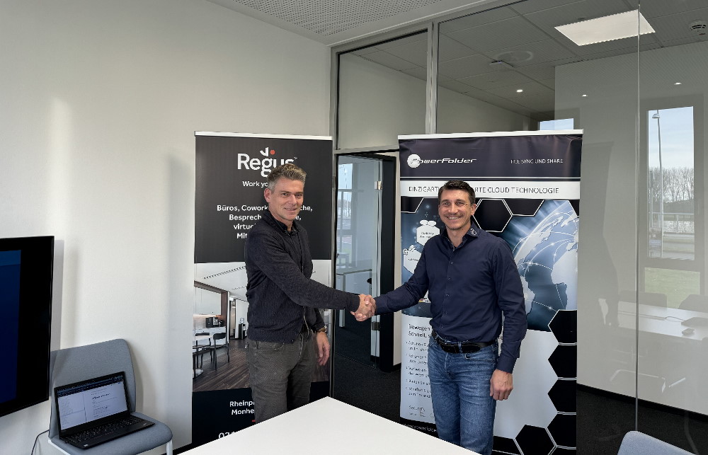 Christian Sprajc (PowerFolder) und Jochen Petersen (Regus)