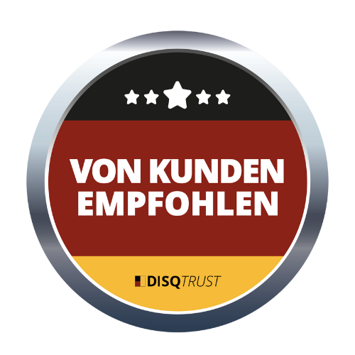 DISQTrust-Siegel „Von Kunden empfohlen“ für hervorragende Service-Qualität