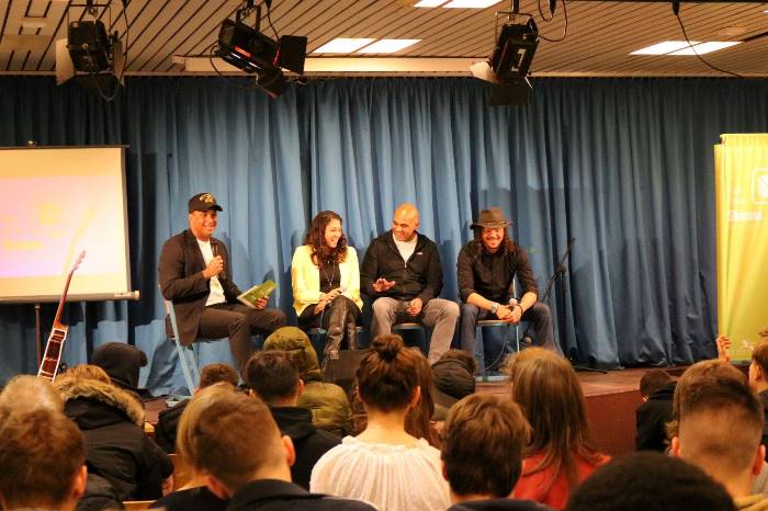 "Sei eine Stimme" Podium, hier mit Martin Rietsch, J.-Ann Wilson, Rigobert Gruber und Marvin Mc Kay